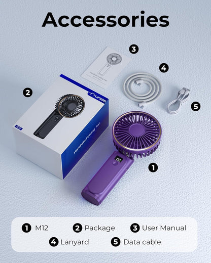 Portable Handheld Fan, Portable Fan Rechargeable, 4000mAh, 180° Adjustable, 6 Speed Wind, Display Electricity in Real Time, USB Rechargeable Foldable F an, Quiet Personal Fan as Power Bank New Era Fashion LLc