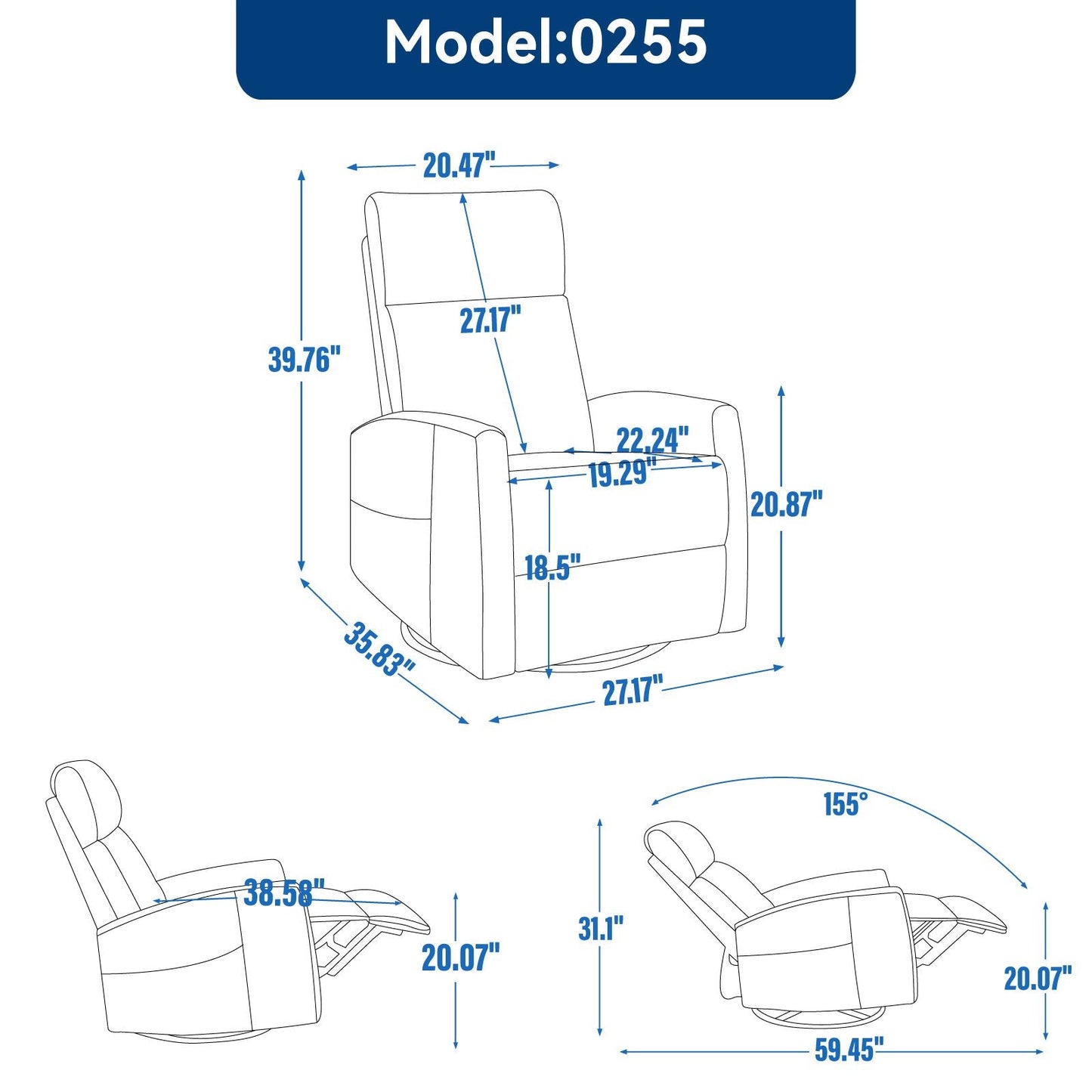 Heat Massage Manual Recliner Chair with Rocker and Swivel in Fabric for Living Room, Beige New Era Fashion LLc