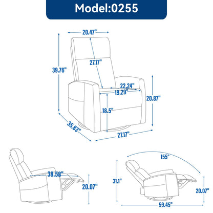 Heat Massage Manual Recliner Chair with Rocker and Swivel in Fabric for Living Room, Beige New Era Fashion LLc