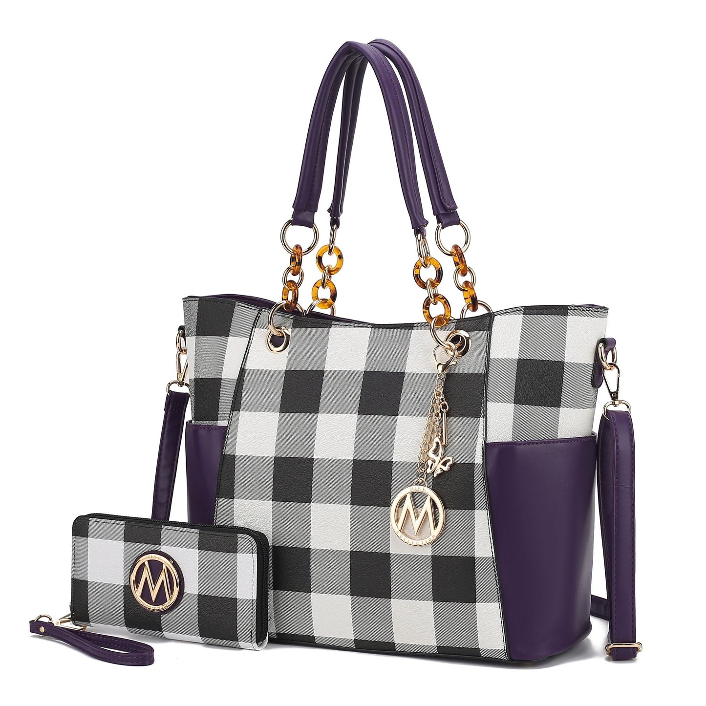 MKF Collection Bonita Checker Tote Handbag & Wallet Set Women by Mia K New Era Fashion LLc