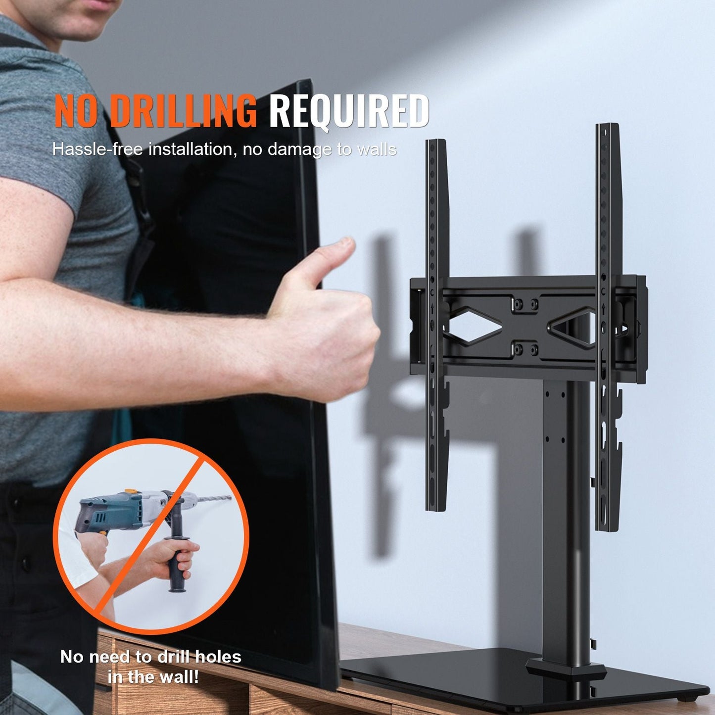 TV Stand Mount, Swivel Universal TV Stand for 32 to 55 inch TVs, Height Adjustable Portable Floor TV Stand with Tempered Glass Base for Bedroom, Living Room New Era Fashion LLc