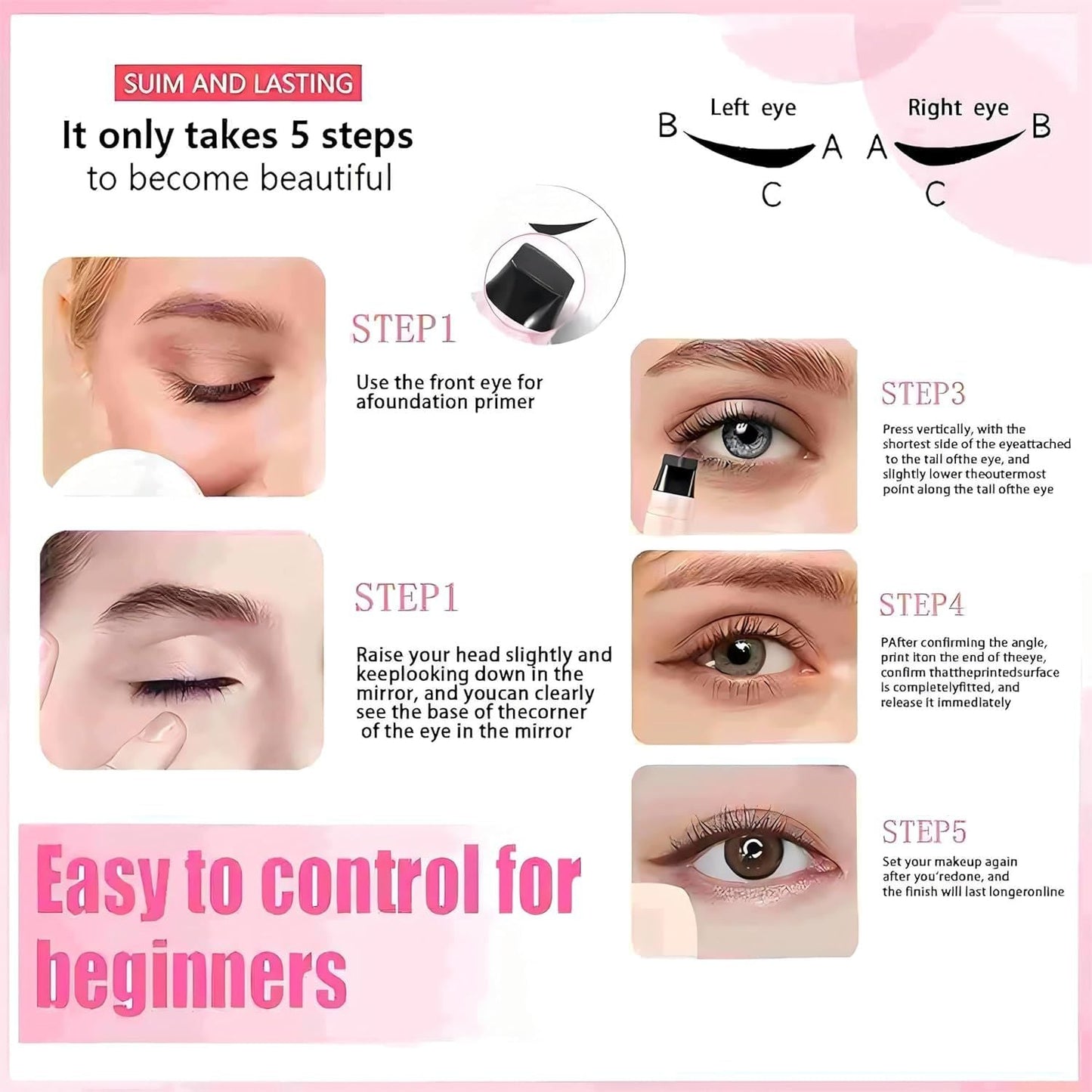 Winged Eyeliner Stamp Pen Dual Head Rotating Design, Quick-Dry, Long-Lasting, Smudge-Proof for Easy Cat Eye (1#/Black) New Era Fashion LLc