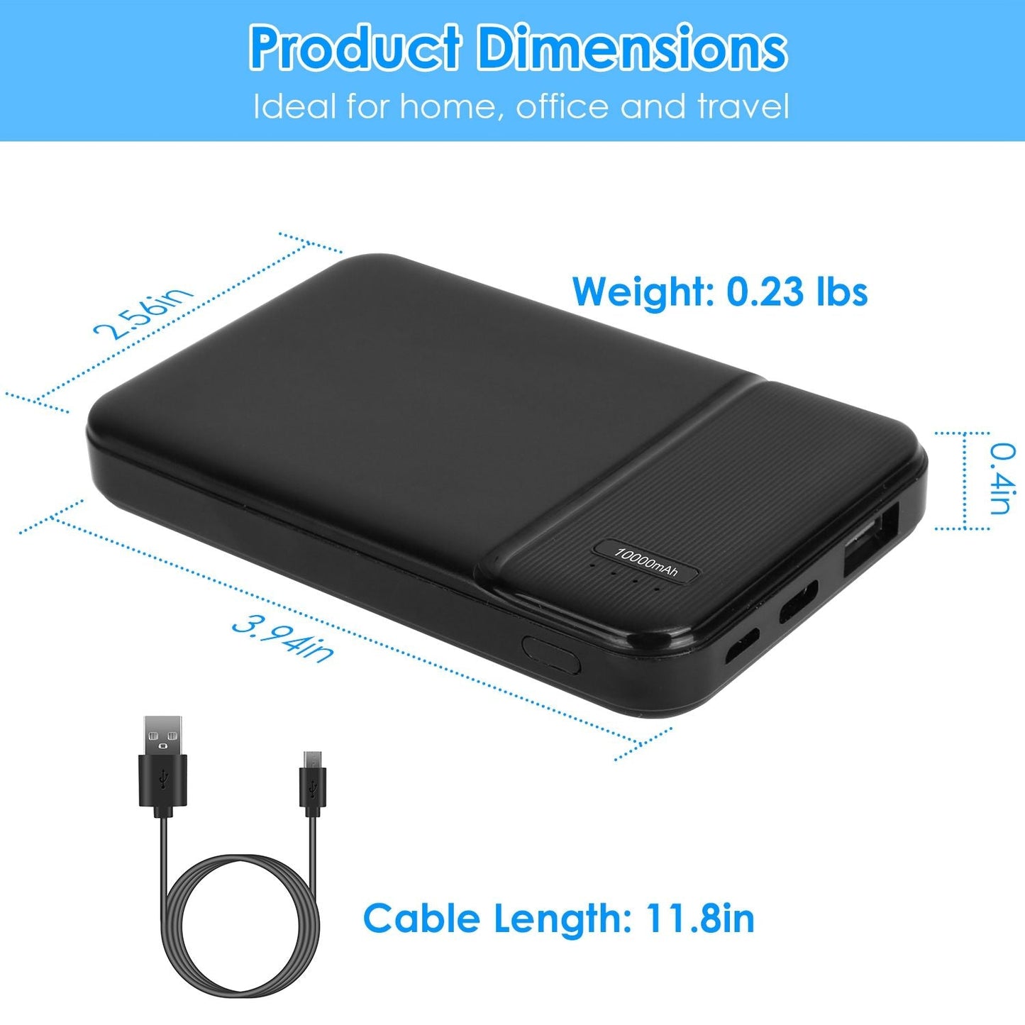 Power Bank Portable Phone Charger for Home Office Travel External Battery Pack with 1 Micro USB Cable Fit For IOSPhone 13/12 Samsung Galaxy S21 And More New Era Fashion LLc
