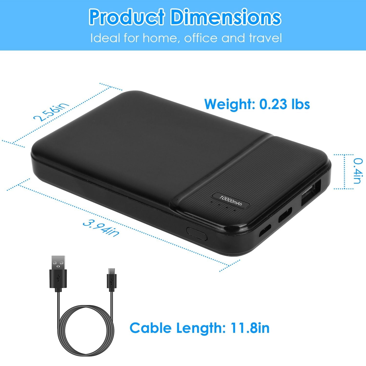 Power Bank Portable Phone Charger for Home Office Travel External Battery Pack with 1 Micro USB Cable Fit For IOSPhone 13/12 Samsung Galaxy S21 And More New Era Fashion LLc