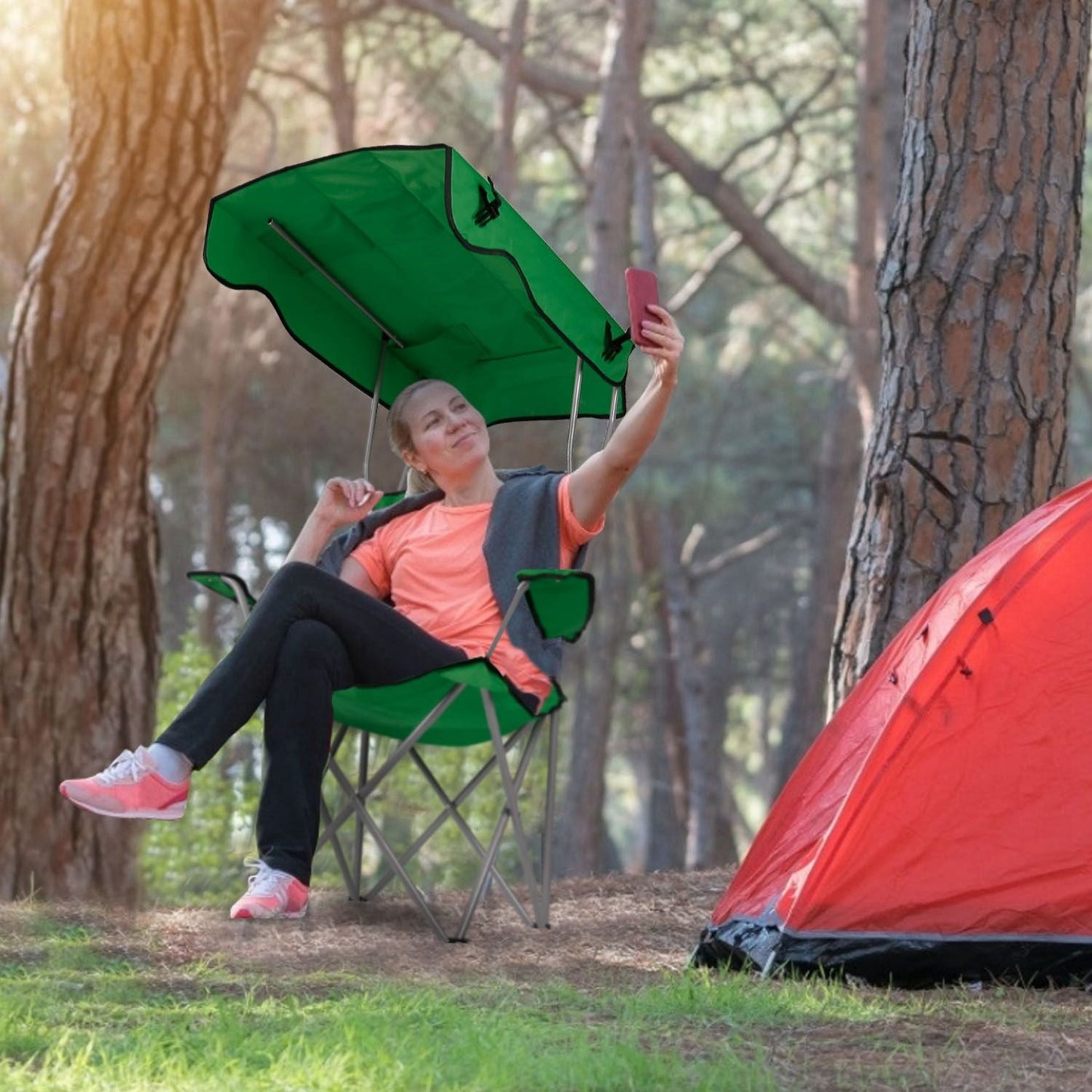 Foldable Beach Canopy Chair Sun Protection Camping Lawn Canopy Chair 330LBS Load Folding Seat New Era Fashion LLc