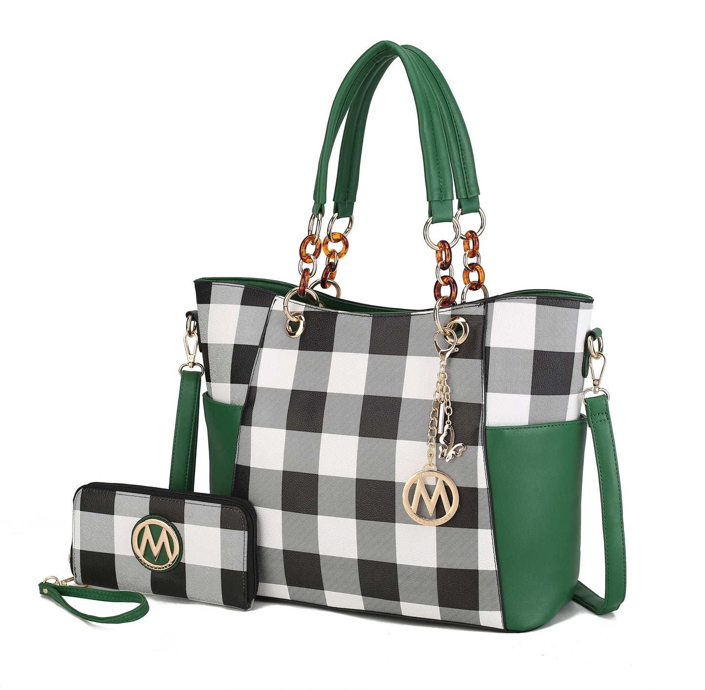 MKF Collection Bonita Checker Tote Handbag & Wallet Set Women by Mia K New Era Fashion LLc
