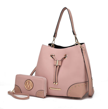 MKF Collection Candice Color Block Bucket Handbag with matching Wallet by Mia K New Era Fashion LLc