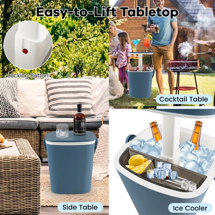 3-in-1 Portable Cooler Bar Table with Bottle Opener and Lift Top Lid for Camping Poolside New Era Fashion LLc