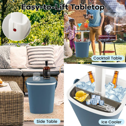 3-in-1 Portable Cooler Bar Table with Bottle Opener and Lift Top Lid for Camping Poolside New Era Fashion LLc