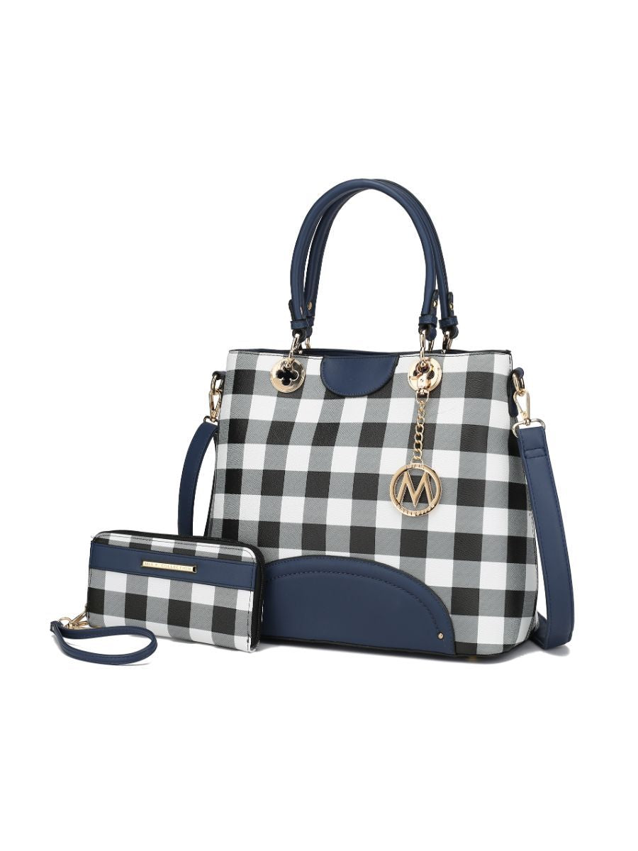 MKF Collection Gabriella Checkers Handbag with Wallet by Mia k New Era Fashion LLc
