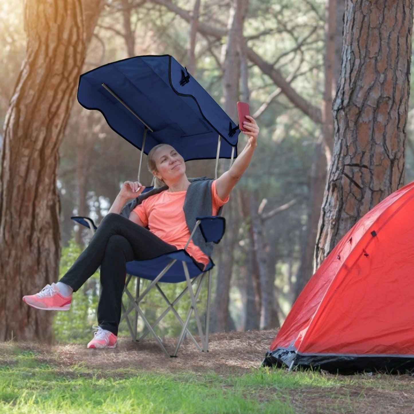 Foldable Beach Canopy Chair Sun Protection Camping Lawn Canopy Chair 330LBS Load Folding Seat New Era Fashion LLc