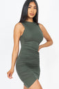 Shirred Bodycon Mini Dress - Stretch Knit - Sleeveless New Era Fashion LLc