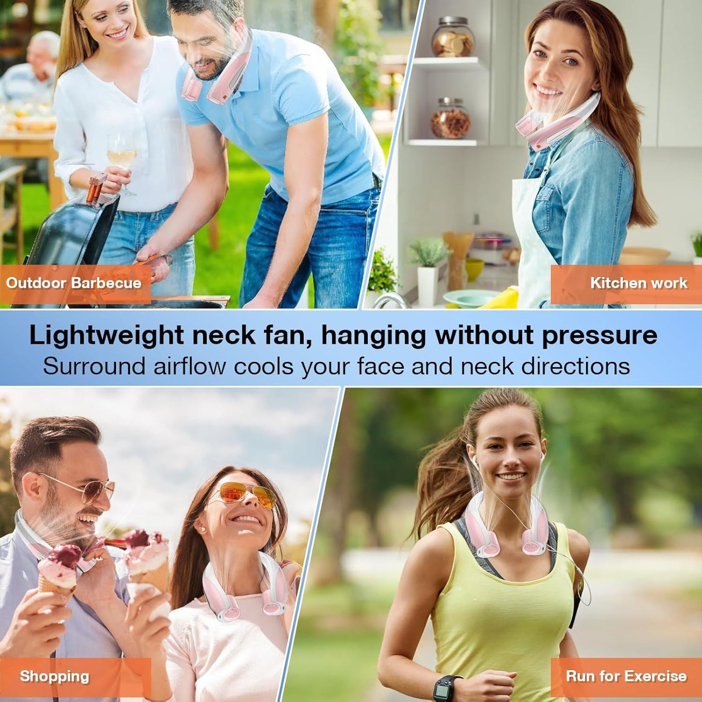 Neck Fan, 6 Speeds Adjustable Portable Personal Fan Rechargeable, Faster Cooling Wearable Fan, Ultra Quiet for Home, Office, Travel, Outdoor New Era Fashion LLc