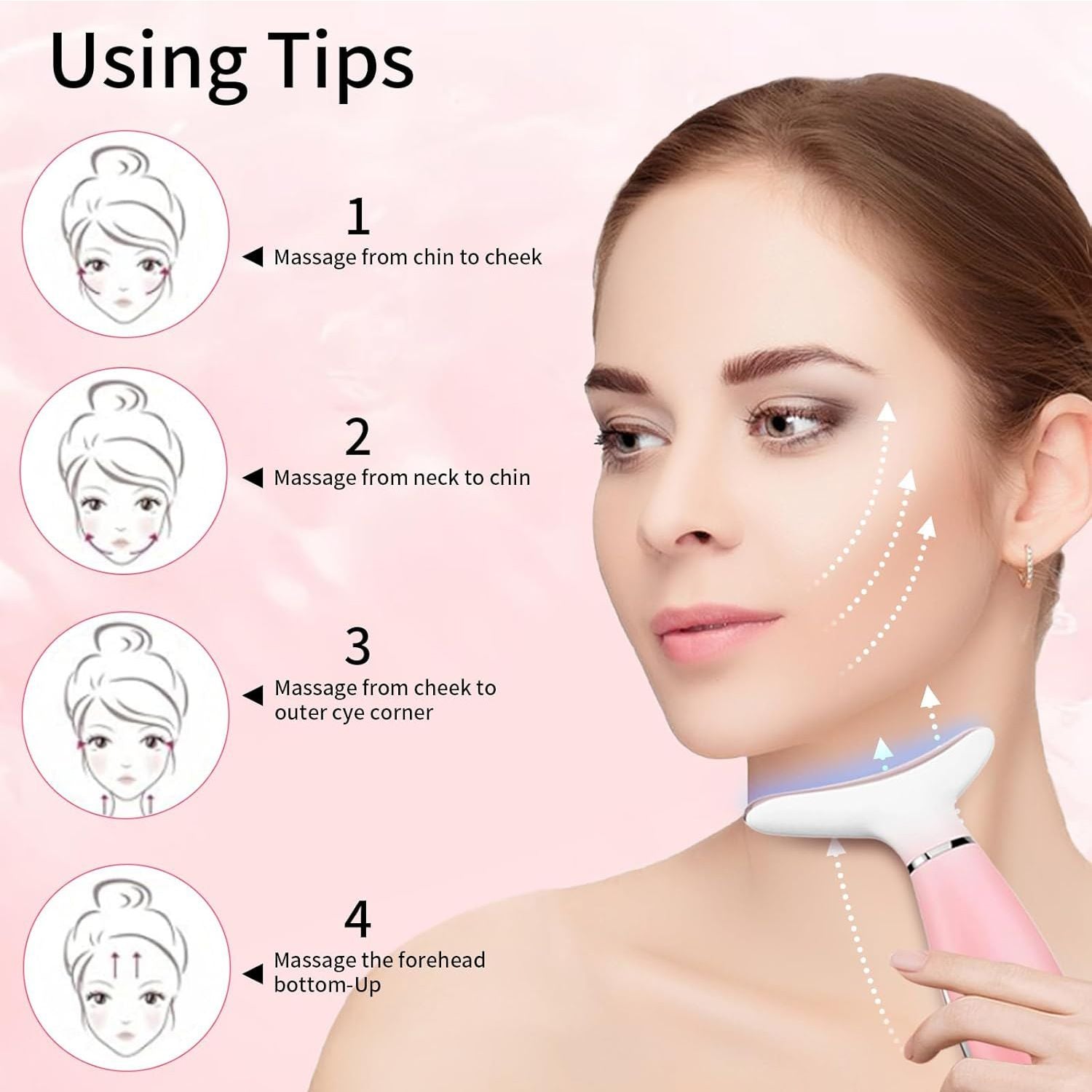 Neck Face Massager, Skin Care Face Massage Tool, 3-in-1 Facial Massager, Face Sculpting Tool with Thermals, Vibration (Pink) New Era Fashion LLc