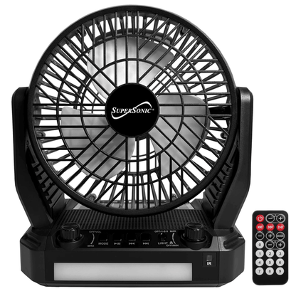 Supersonic Solar-Powered BT Speaker with FM Radio, LED Flashlight & Fan New Era Fashion LLc