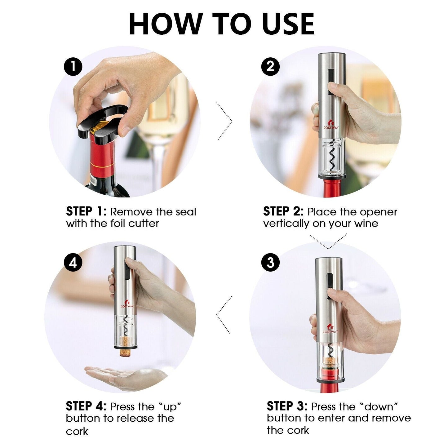 6-in-1 Electric Wine Bottle Opener Set with Foil Cutter New Era Fashion LLc