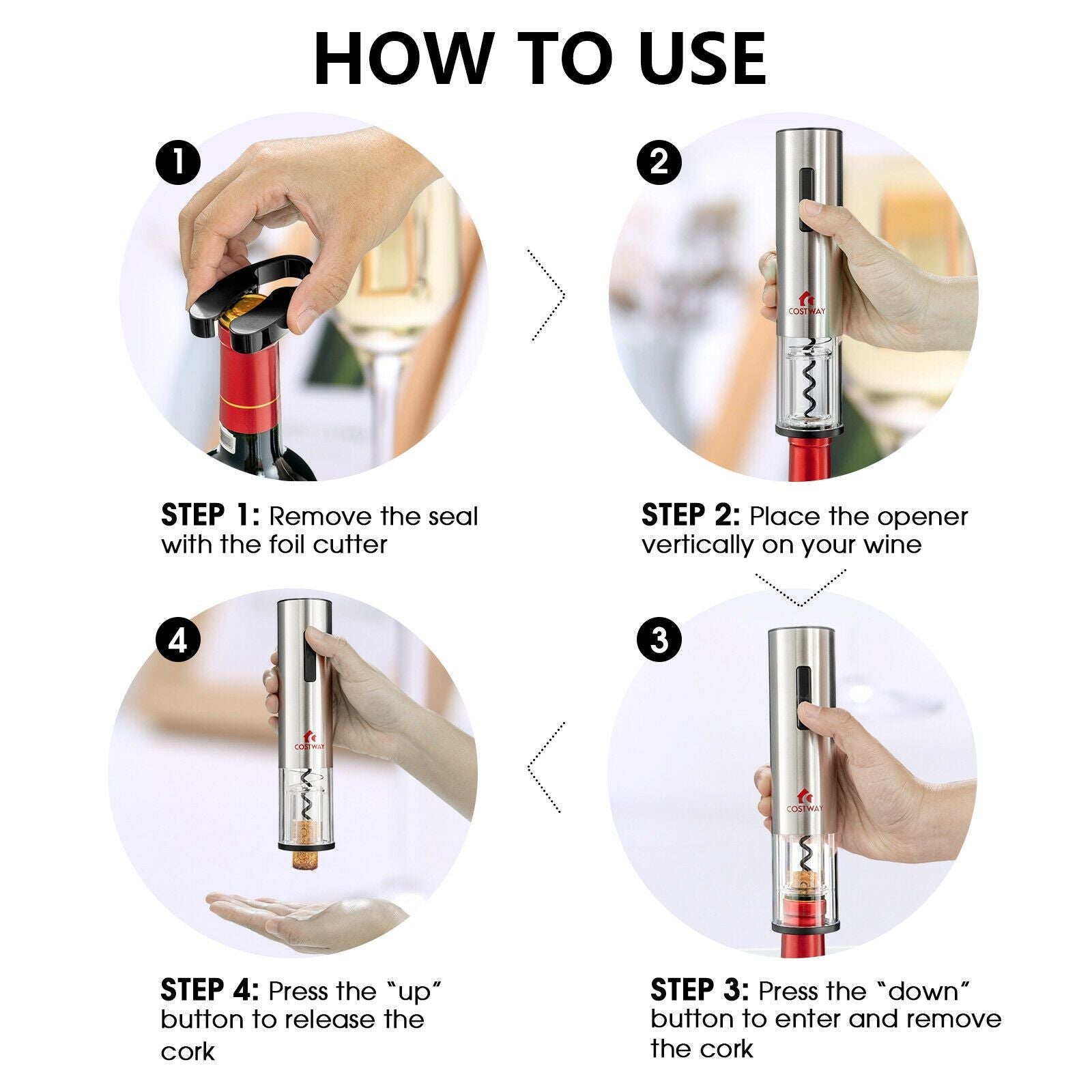 6-in-1 Electric Wine Bottle Opener Set with Foil Cutter New Era Fashion LLc