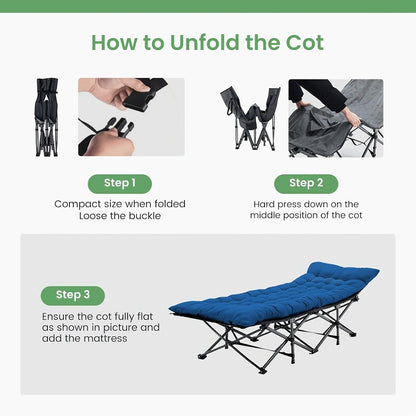 Foldable camping bed with mattress, sturdy and durable folding bed New Era Fashion LLc