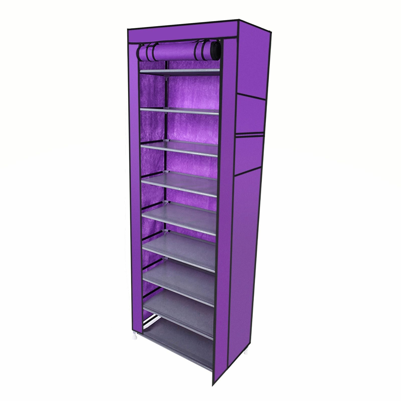 Room-saving 10-Layers 9 Lattices Non-woven Fabric Shoe Rack Black New Era Fashion LLc