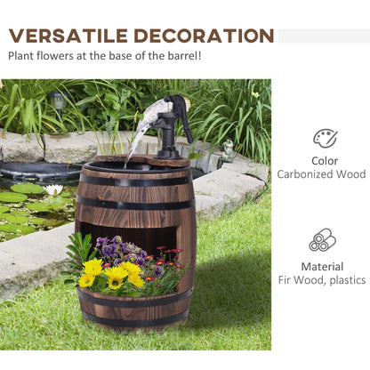 2-Tier Wooden Water Pump Fountain with Flower Box Base Durable Design for Garden Decor New Era Fashion LLc