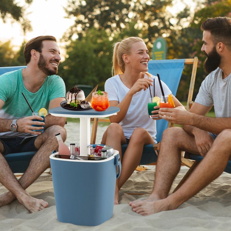 3-in-1 Portable Cooler Bar Table with Bottle Opener and Lift Top Lid for Camping Poolside New Era Fashion LLc