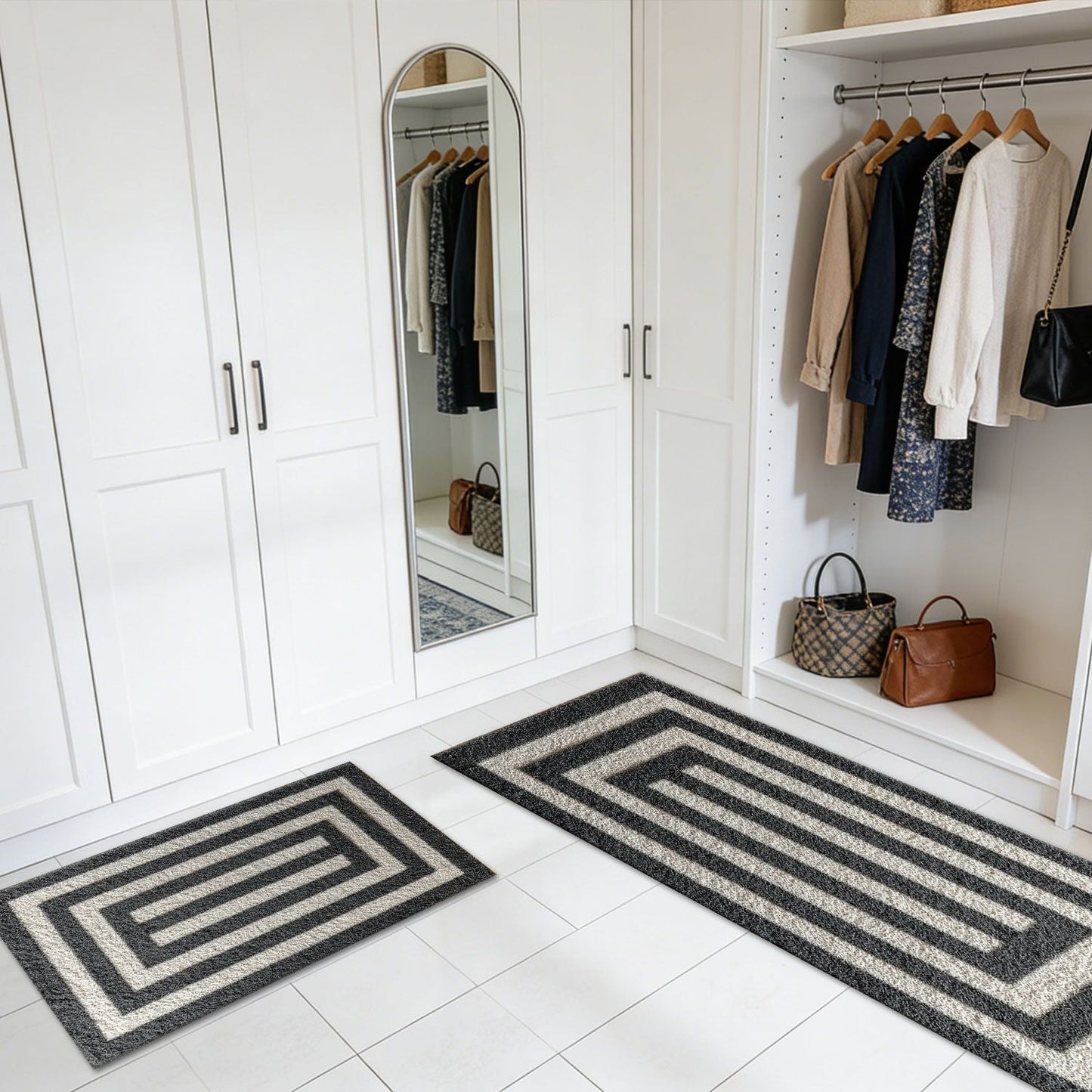 Three-piece kitchen rug set, non-slip and washable, abstract pattern kitchen hallway rug, soft and comfortable, suitable for sinks, floors, entrances, hallways and bathrooms. New Era Fashion LLc