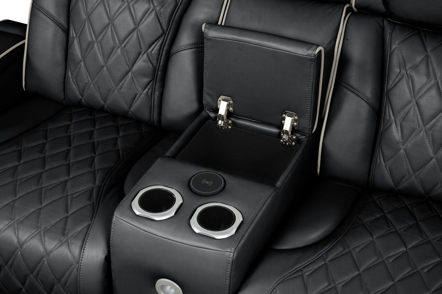 Fortuner Modern Style Upholstery Recliner Loveseat Made with Wood & Massage Function Included-Black New Era Fashion LLc