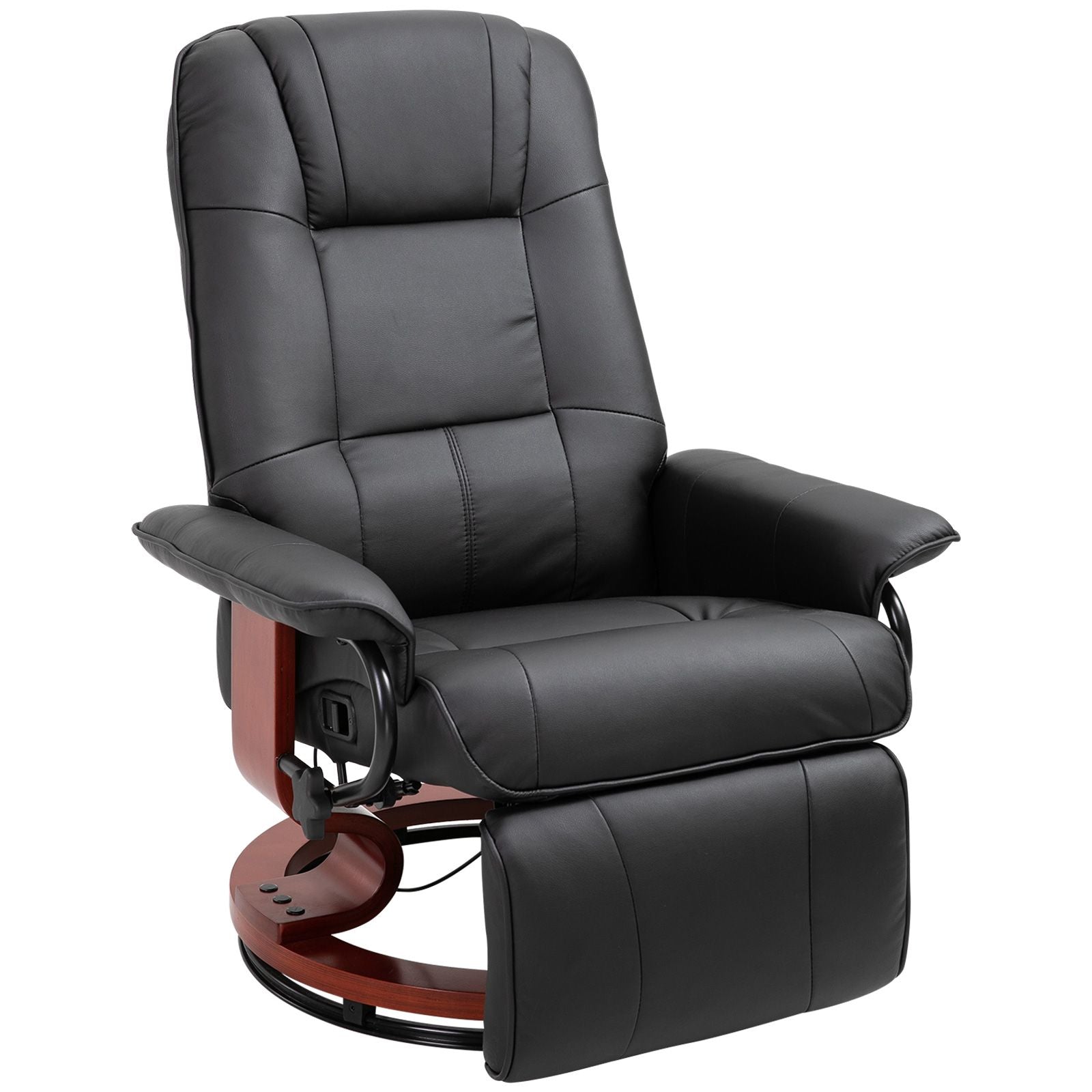 Living Room Relaxation: Black Faux Leather Swivel Recliner with Adjustable Footrest New Era Fashion LLc