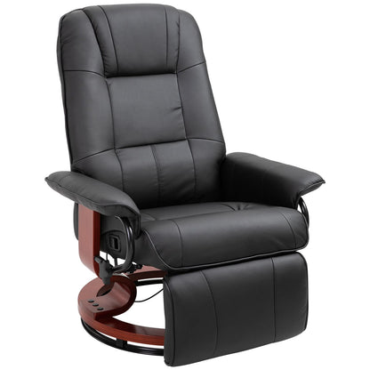 Living Room Relaxation: Black Faux Leather Swivel Recliner with Adjustable Footrest New Era Fashion LLc