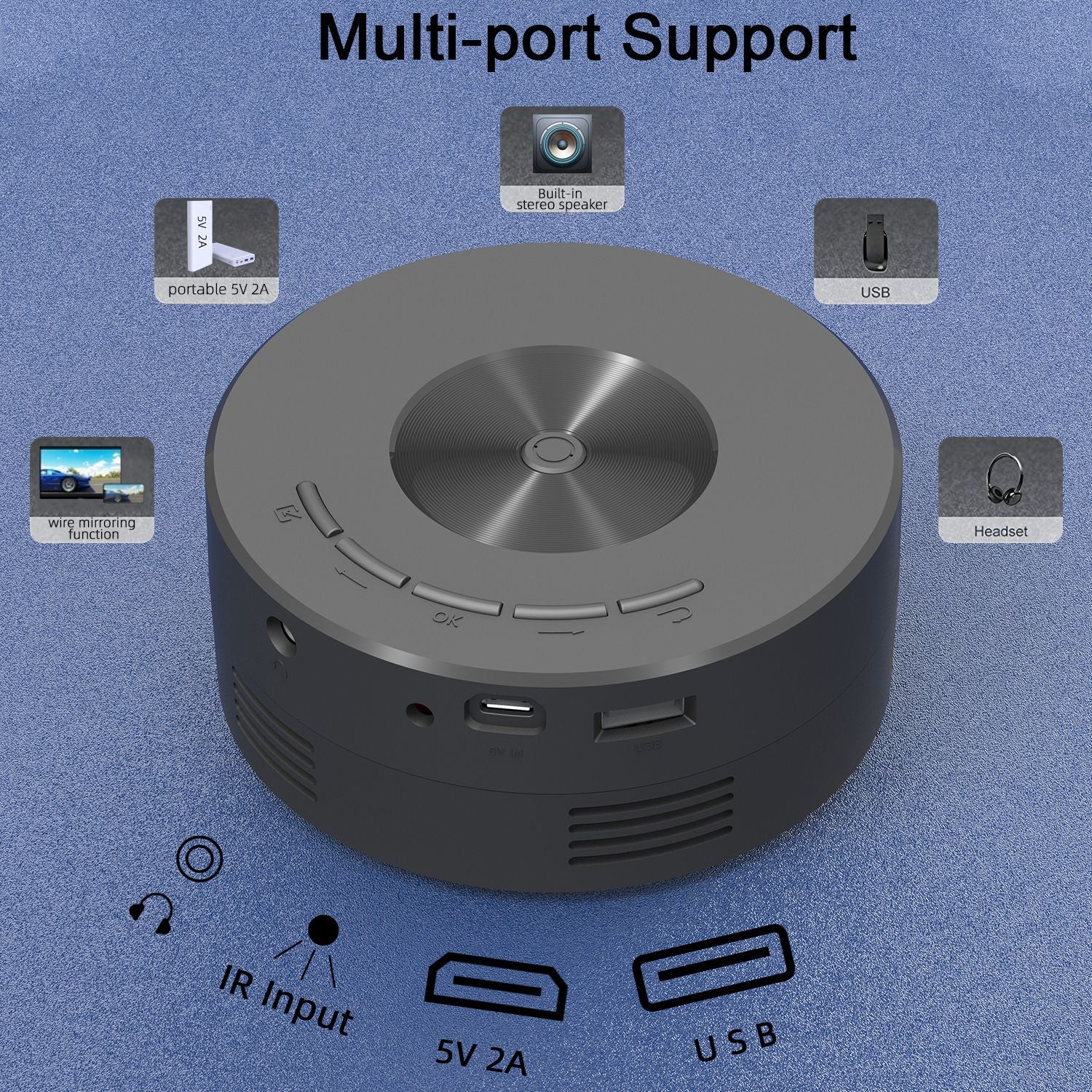 Mini Projector YT200 Portable Video Beamer Home Theater 1080P Supported USB Sync Screen Smartphone Children Projectors New Era Fashion LLc
