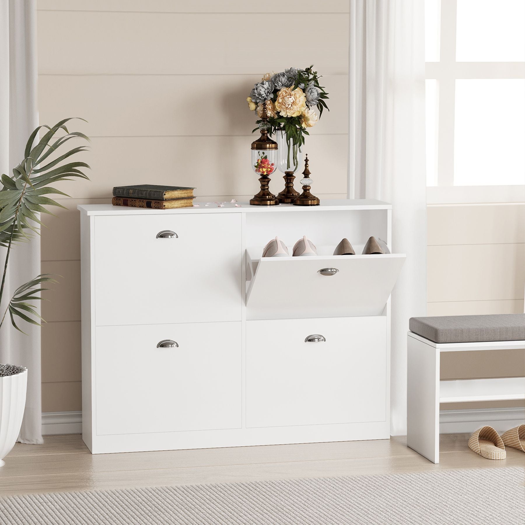 Shoe Cabinet,Hidden Slim Narrow Shoe Rack Cabinet with 4 Drawers for Entryway, Foyer,Hallway,Bedroom New Era Fashion LLc