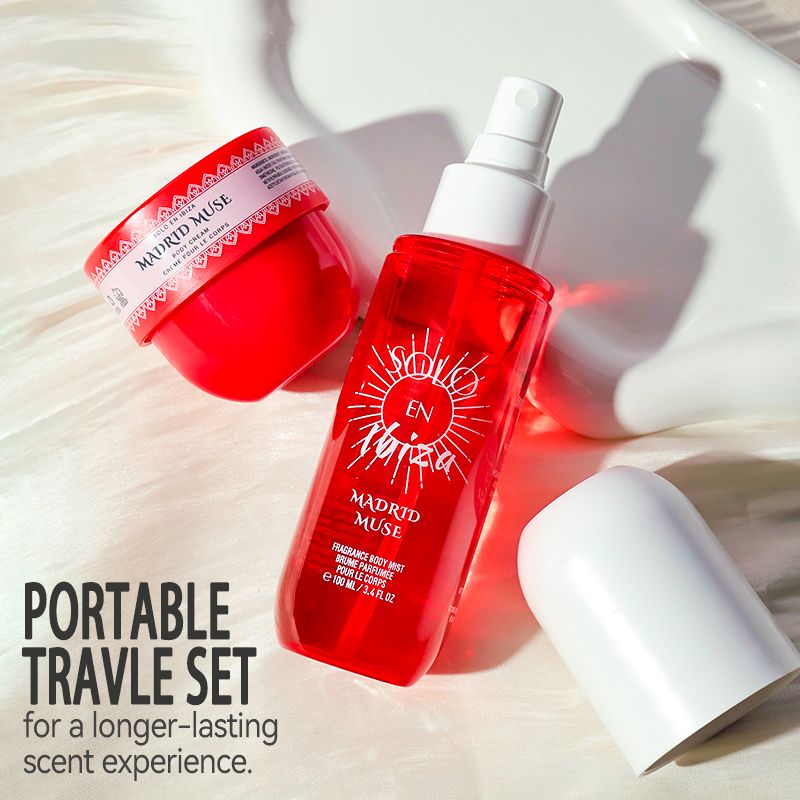 2-Piece Set, SOLO EN IBIZA Body & Hair Fragrance Mist And Body Cream Gift Box For Men And Women, Long Lasting Fragrance, 4 Different Scent, Perfect For Holiday Gifts, Dating, Daily Life, Parties New Era Fashion LLc