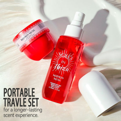 2-Piece Set, SOLO EN IBIZA Body & Hair Fragrance Mist And Body Cream Gift Box For Men And Women, Long Lasting Fragrance, 4 Different Scent, Perfect For Holiday Gifts, Dating, Daily Life, Parties New Era Fashion LLc