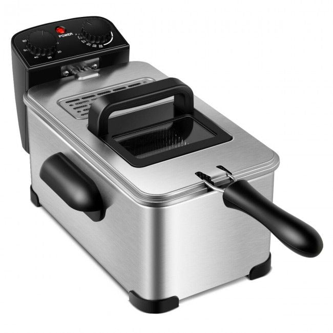 3.2 Quart Electric Stainless Steel Deep Fryer with Timer New Era Fashion LLc