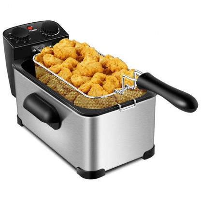 3.2 Quart Electric Stainless Steel Deep Fryer with Timer New Era Fashion LLc