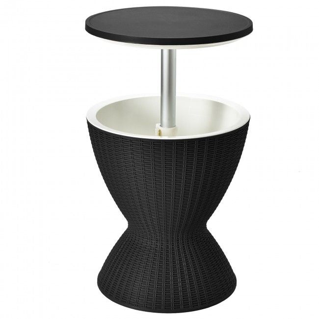 3 in 1 8 Gallon Patio Rattan Cooler Bar Table with Adjust Ice Bucket New Era Fashion LLc