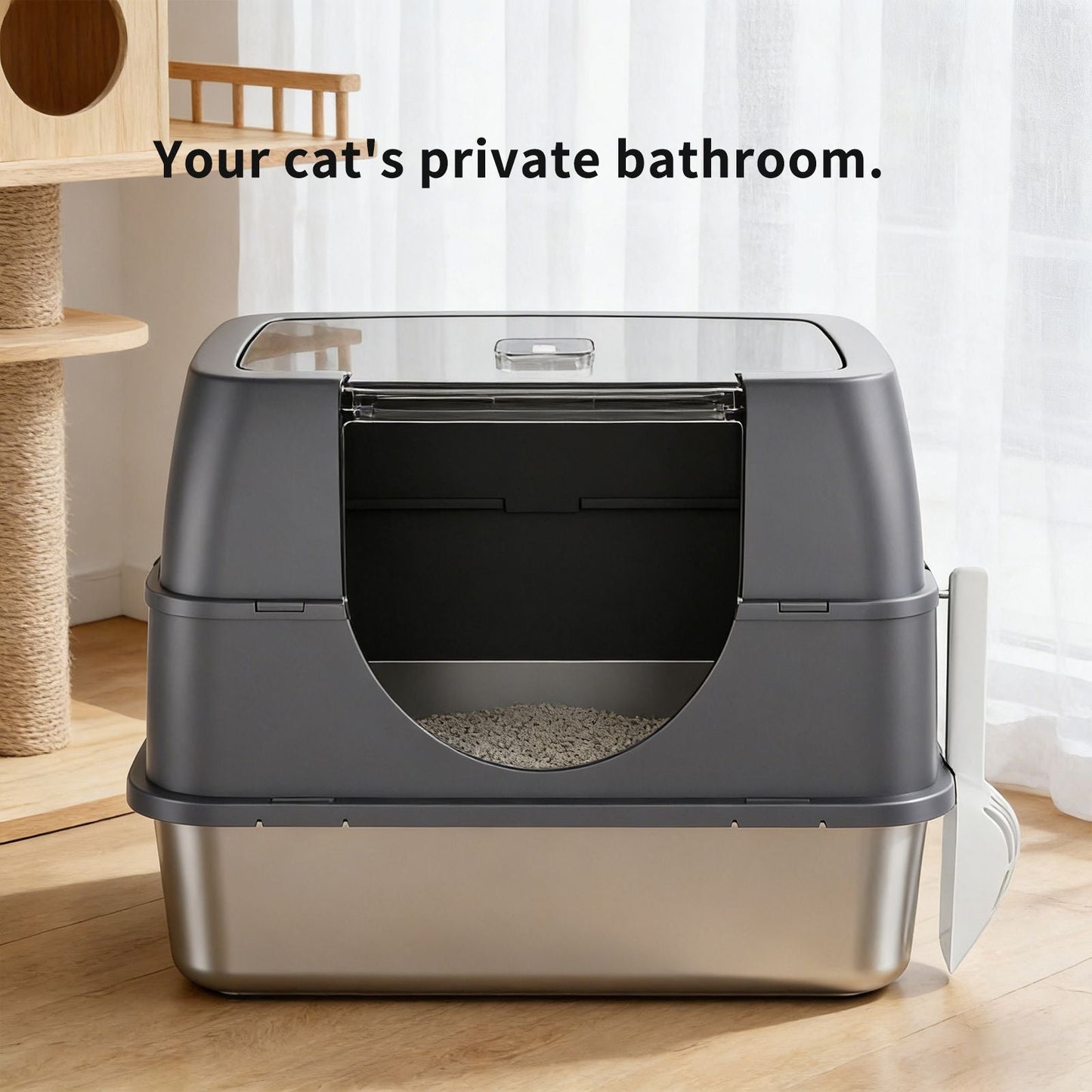 Galaxy stainless steel cat litter box, sturdy, durable, easy to clean, odorless, non stick to sand, a choice for cross-border quality New Era Fashion LLc