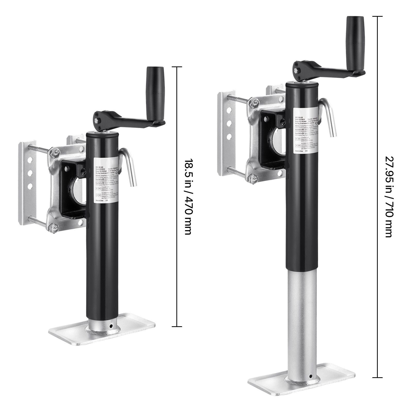 Trailer Jack, 2000 lbs Dynamic Load Capacity, Heavy Duty Swivel Bolt-on Trailer Jack, 10" Lift Trailer Jack Stand with Handle for RV Trailer, Horse Trailer, Utility Trailer, and Yacht Trailer New Era Fashion LLc