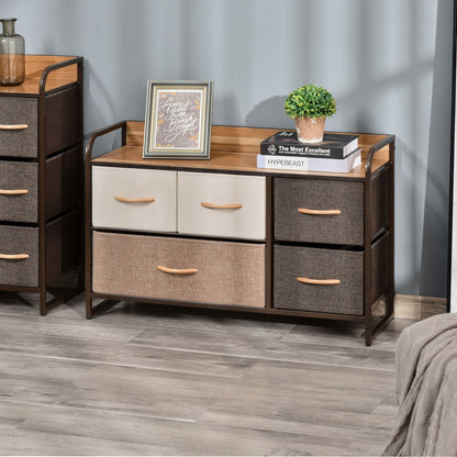 5-Bin Dresser Storage Tower Cabinet Organizer Unit, Chest Dresser Drawers with Metal Frame for Bedroom, Multicoloured New Era Fashion LLc