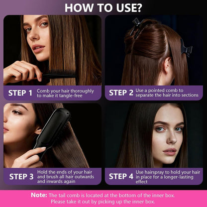 Hair Straightener, Cordless Hair Straightening Brush Portable Cordless Comb with Base Negative Ion Rechargeable Brush for Frizz-Free Shine Straightening, 6400mAh Fast Heating (Black) New Era Fashion LLc