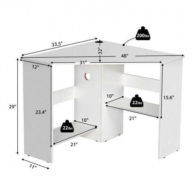 Corner Computer Desk Triangle Writing Workstation with Storage Shelf New Era Fashion LLc