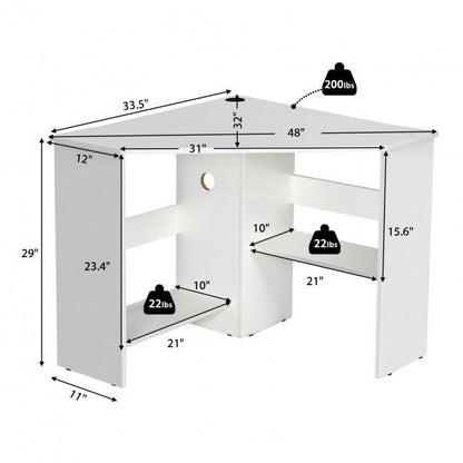 Corner Computer Desk Triangle Writing Workstation with Storage Shelf New Era Fashion LLc