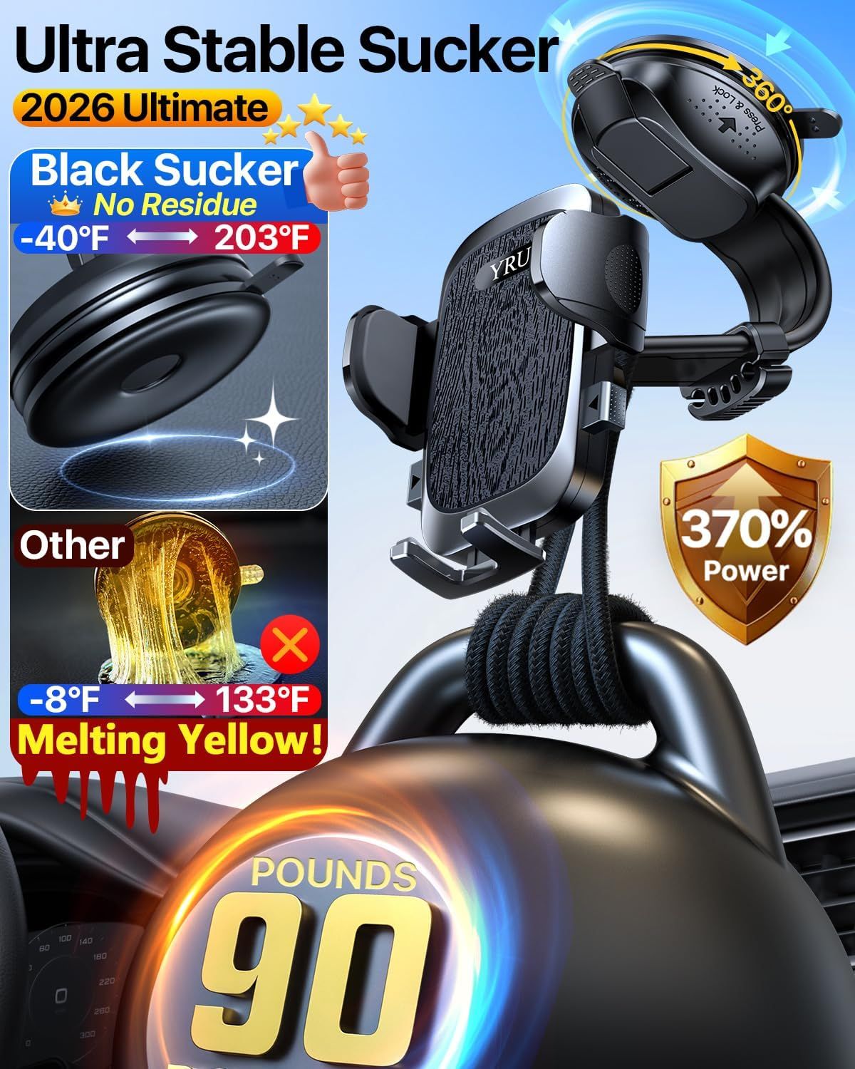 2026 Ultimate Car Phone Holder Mount Bendable & Adjustable Aluminum Arm Cell Phone Holder for Car Dashboard Windshield Phone Stand for iPhone 17 16 15 14 Pro Max Samsung Pickup Truck New Era Fashion LLc
