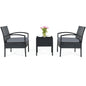 3 Pieces Outdoor Rattan Patio Conversation Set with Seat Cushions New Era Fashion LLc