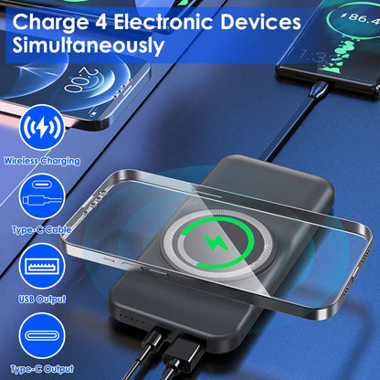 10000mAh 22.5W Magnetic Wireless Power Bank PD Fast Charging Portable Charger with Built-in Type-C Cables 15W Wireless Charging New Era Fashion LLc