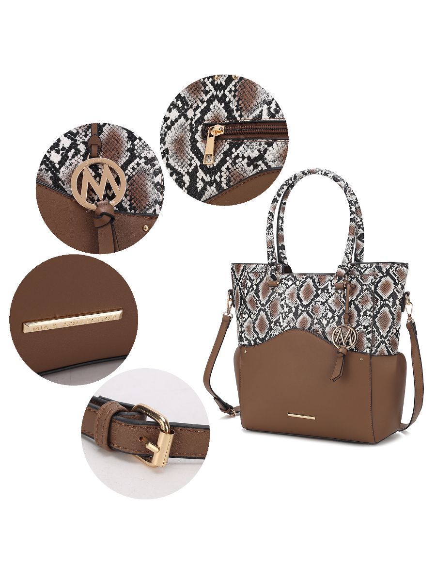 MKF Collection Iris Snake Embossed Vegan Leather Women Tote Bag with matching Wristlet Pouch by Mia k New Era Fashion LLc