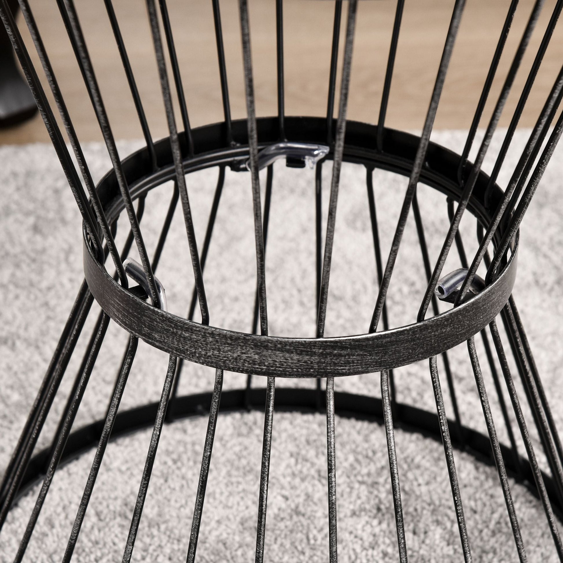 Patio End Table 16" Steel Side Table with Hourglass Design Black Accent Table for Outdoor and Indoor Use New Era Fashion LLc