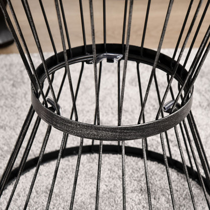 Patio End Table 16" Steel Side Table with Hourglass Design Black Accent Table for Outdoor and Indoor Use New Era Fashion LLc