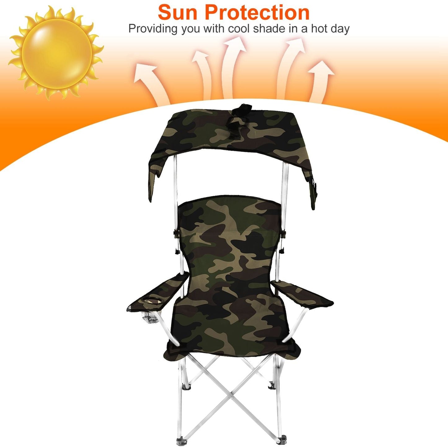 Foldable Beach Canopy Chair Sun Protection Camping Lawn Canopy Chair 330LBS Load Folding Seat New Era Fashion LLc