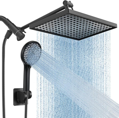 11.8 Inch Rain Shower Head with 6 Modes Handheld Water Spray High Pressure Showerhead Combo with 11 Inch Adjustable Extension Arm New Era Fashion LLc